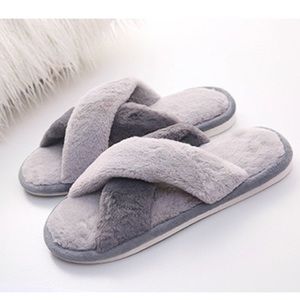 Brand New!!Cross Band Soft Plush Fleece Slippers